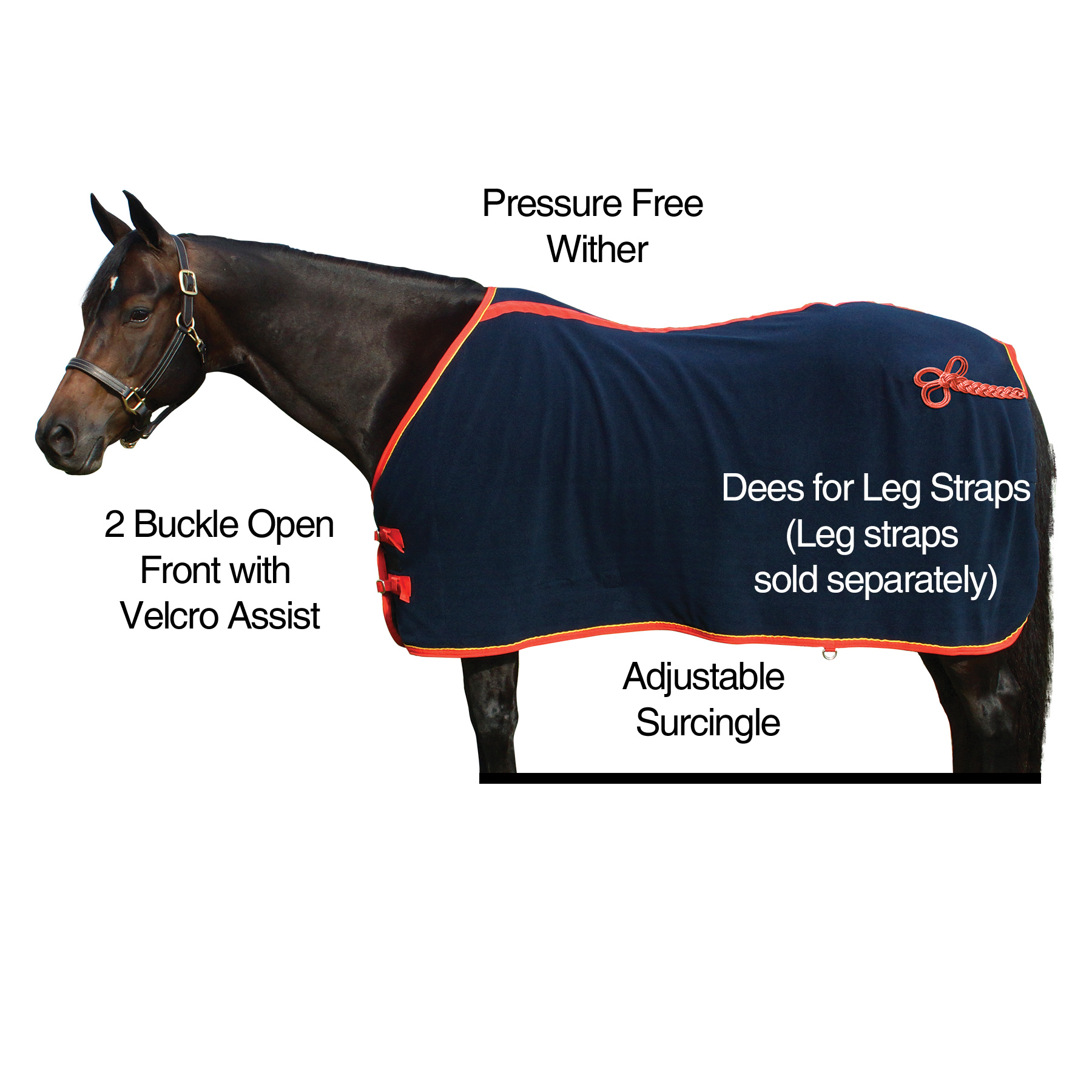 Adjusta-Fit® Dura-Nylon Cutback Leg Strap Horse Stable Blanket - Medium  Weight